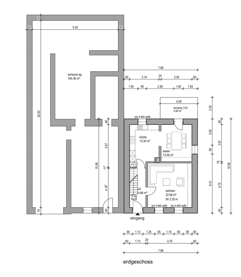 Grundriss Erdgeschoss mit Scheune