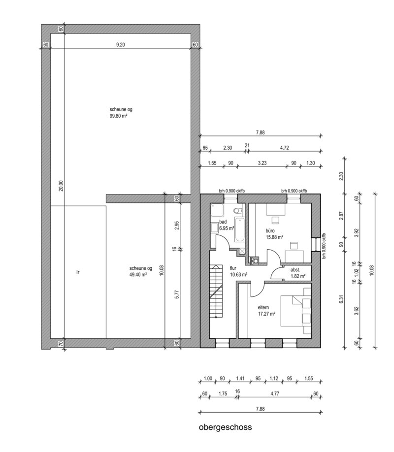 Grundriss Obergeschoss mit Scheunenobergeschoss